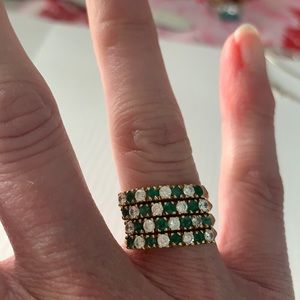Ladies emerald and diamond ring. Stackable